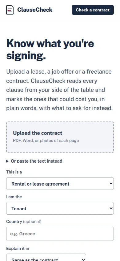 ClauseCheck on a phone
