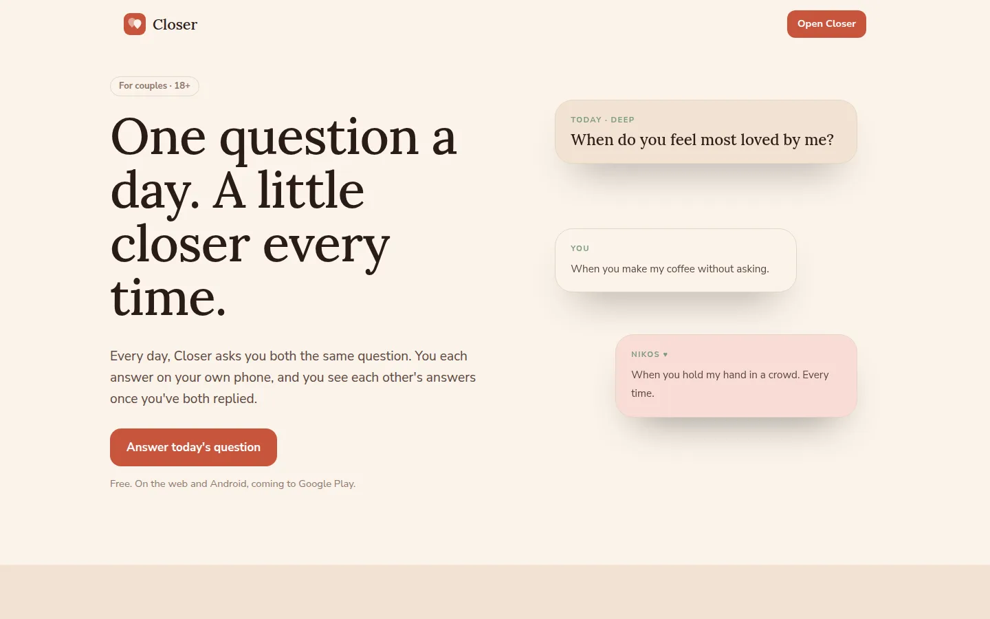 Closer on the web