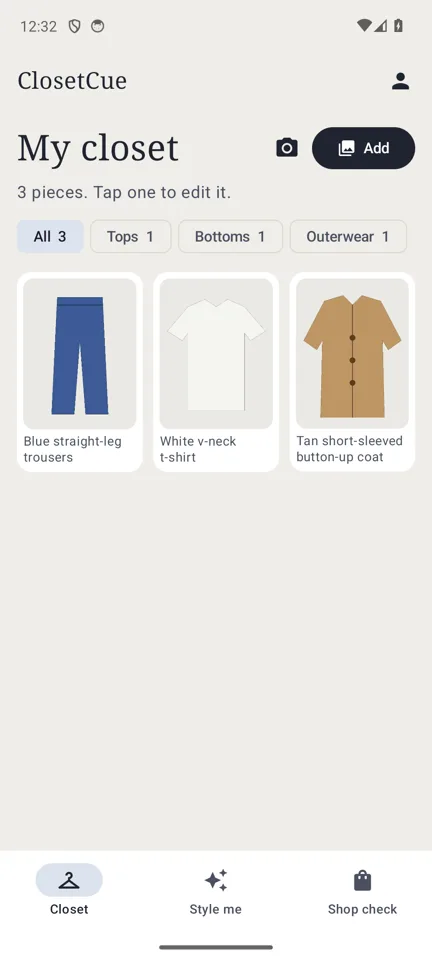 ClosetCue on a phone