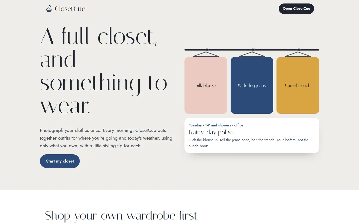 ClosetCue on the web