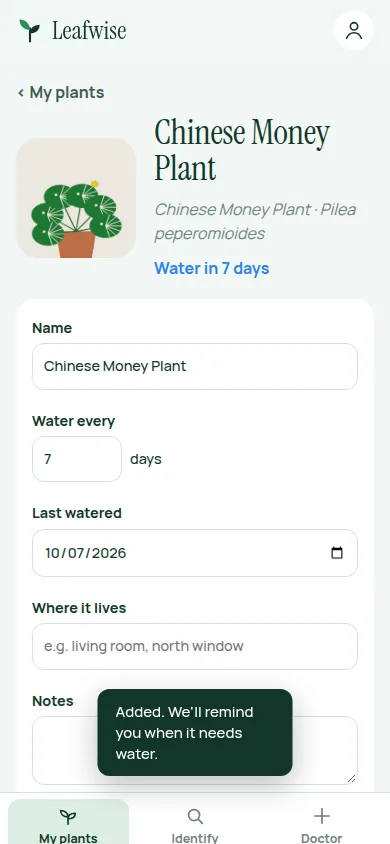 Leafwise on a phone
