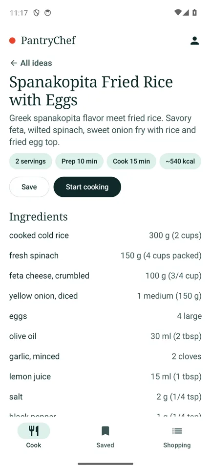 PantryChef on a phone