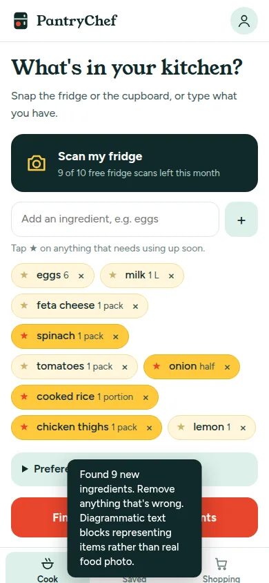 PantryChef on a phone