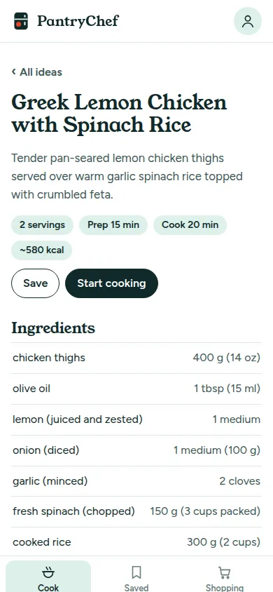 PantryChef on a phone