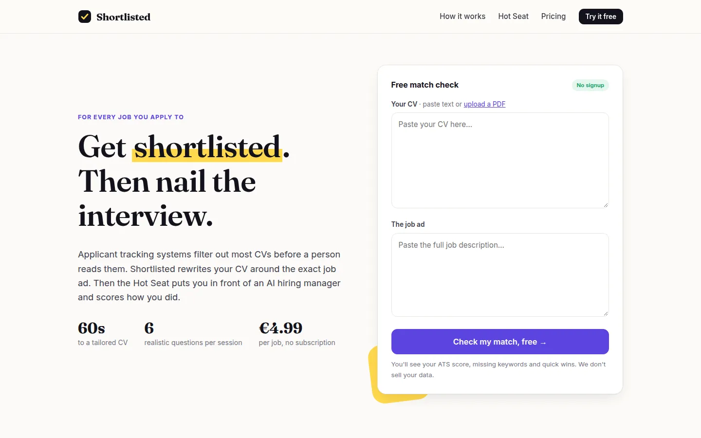 Shortlisted on the web