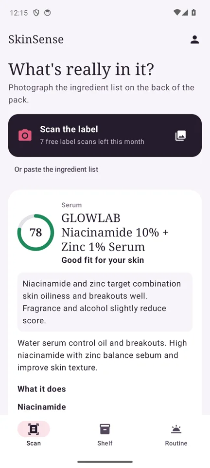 SkinSense on a phone