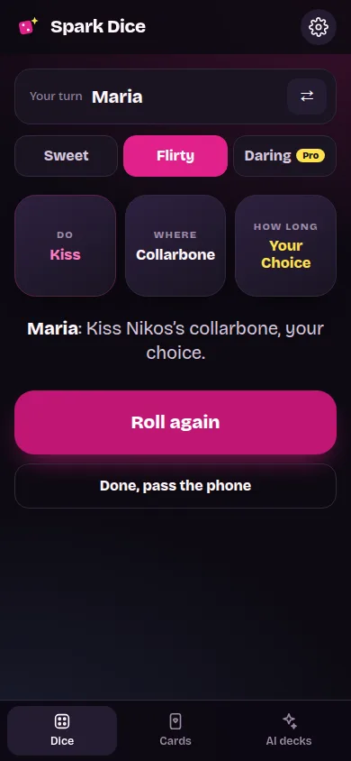 Spark Dice on a phone