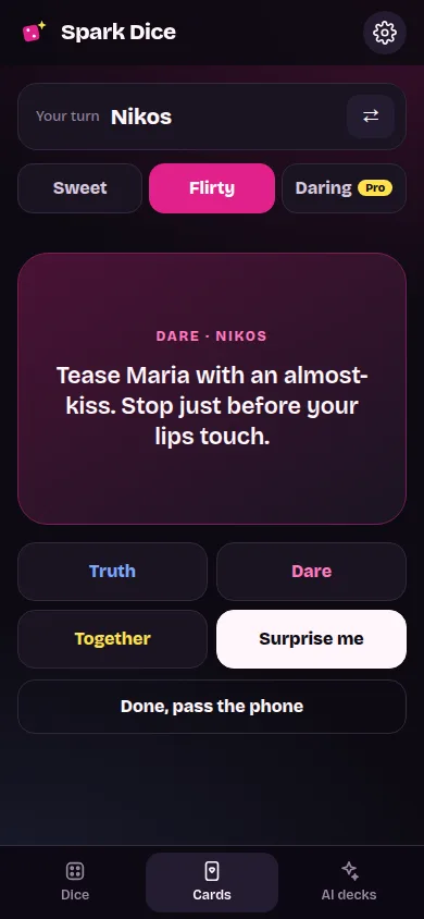 Spark Dice on a phone